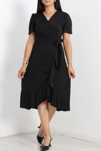 Büyük Beden Kruvaze Elbise Siyah - 41160.1592.