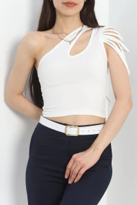 Tek Omuz Bluz Beyaz - 41388.1595.