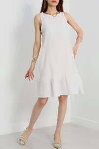 Altı Fırfırlı Elbise Beyaz - 41851.1723.