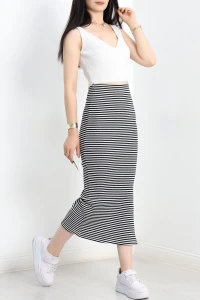 Çizgili Kaşkorse Etek  Siyahbeyaz - 42016.1567.