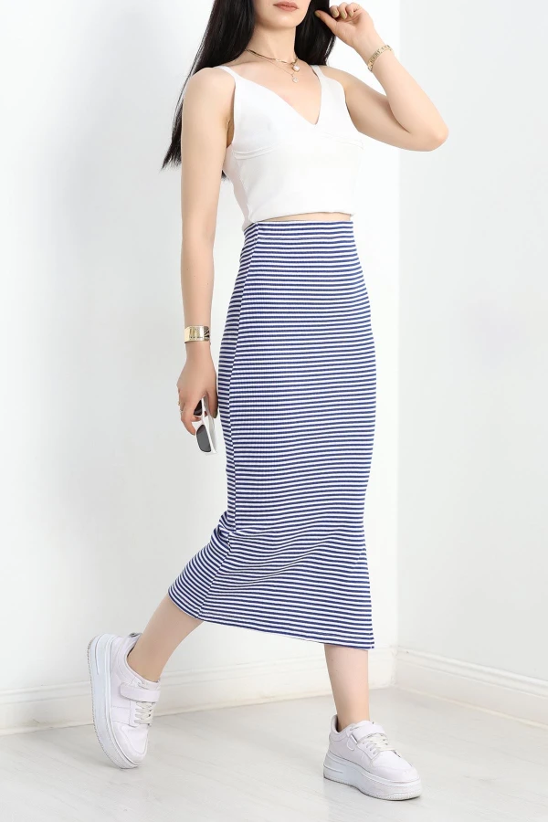 Çizgili Kaşkorse Etek  Saksbeyaz - 42016.1567.