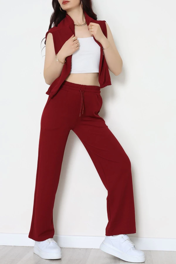 Likralı İthal Krep İkili Takım Bordo - 42070.1837.