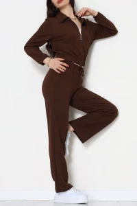 Likralı İthal Krep İkili Takım Kahve - 42070.1837.