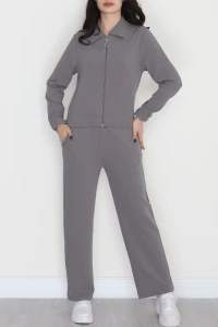 Likralı İthal Krep İkili Takım Antrasit - 42070.1837.