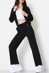 Likralı İthal Krep İkili Takım Siyah - 42070.1837.