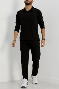 Zra Krep Polo Yaka Erkek Takım Siyah - 42187.1937.