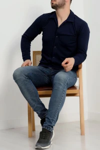 Zra Krep Erkek Gömlek Lacivert - 42188.1937.