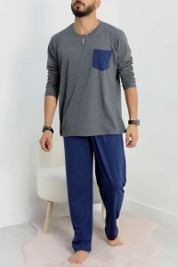 Cep Detay Süprem Erkek Pijama Takımı Füme - 42218.1048.