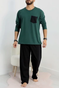 Cep Detay Süprem Erkek Pijama Takımı Yeşil - 42218.1048.