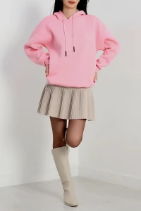 3 İplik Kapşonlu Baskılı Sweat Pembe - 42232.1878.