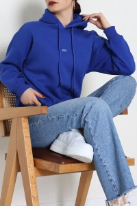 3 İplik Kapşonlu Baskılı Sweat Saks - 42232.1878.