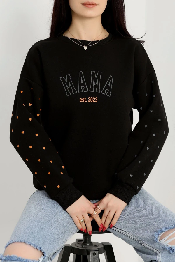 3 İplik Bisiklet Yaka Sweat Siyah - 42238.1878.