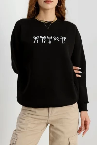 3 İplik Baskılı Sweat Siyahekru - 42243.1878.