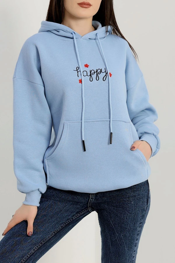 3 İplik Kanguru Cepli Kapşonlu Sweat Bebemavi - 42250.1878.