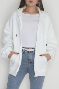 3 İplik Kompakt Oversize Sweat Ekru - 42502.1878.