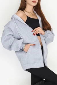 3 İplik Kompakt Oversize Sweat Gri - 42502.1878.