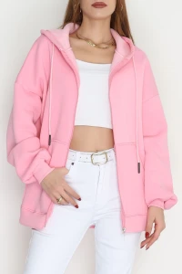 3 İplik Kompakt Oversize Sweat Pembe - 42502.1878.
