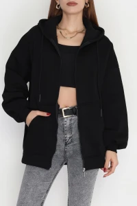 3 İplik Kompakt Oversize Sweat Siyah - 42502.1878.