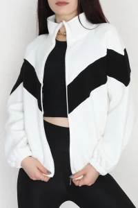 3 İplik Oversize Fermuarlı Sweat Ekrusiyah - 42504.1878.