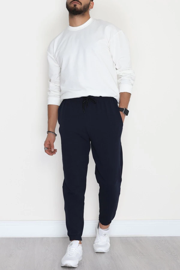 Zra Krep Likralı Paça Lastikli Erkek Eşofman Altı Lacivert - 42591.1837.