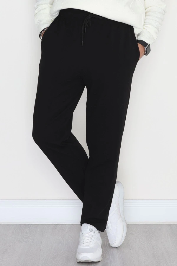 Zra Krep Likralı Paça Lastikli Erkek Eşofman Altı Siyah - 42591.1837.