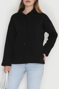 3 İplik Şardonlu Sweat Siyah - 42610.1878.