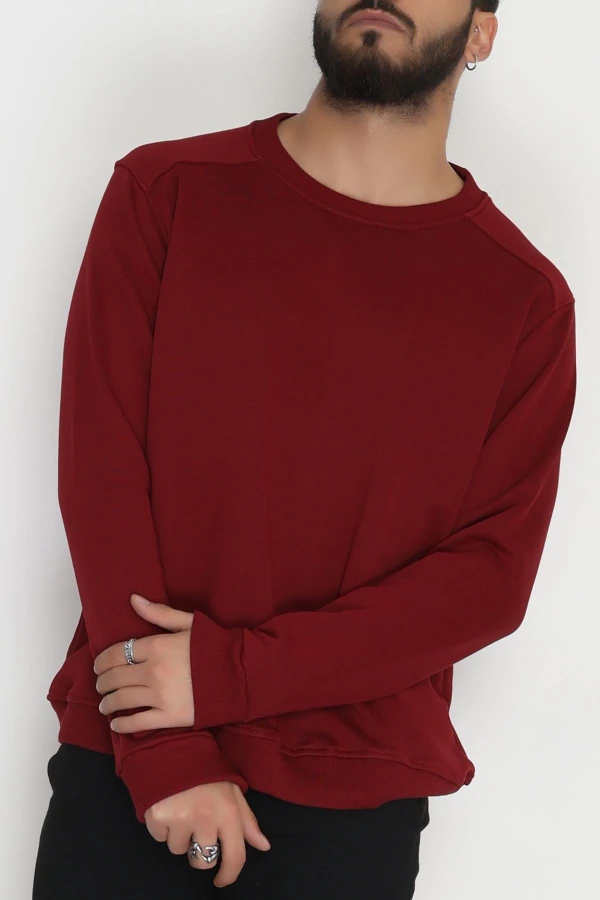 3 İplik Şardonsuz Erkek Sweat Bordo - 42617.1878.