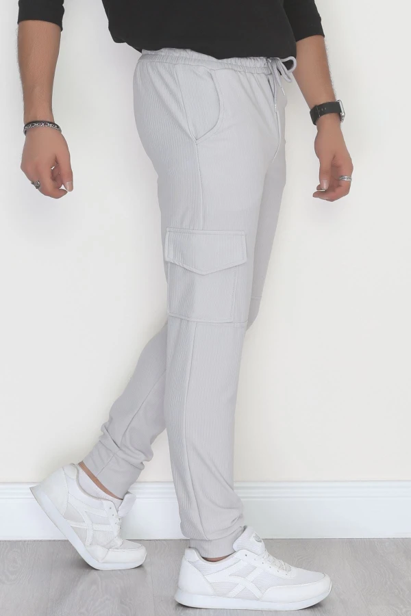 Kargo Cepli Ottoman Kumaş Erkek Eşofman Altı Gri - 42653.1937.