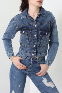 Cep Detay Kot Ceket Mavi - 42680.1836.