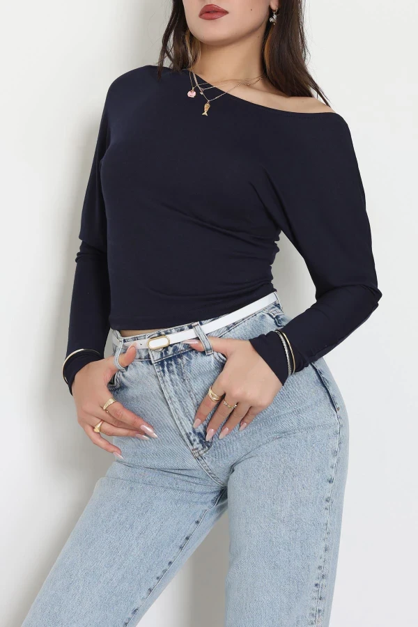 Kayık Yaka Viskon Body Lacivert - 42777.599.