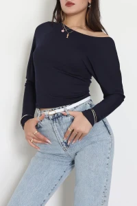 Kayık Yaka Viskon Body Lacivert - 42777.599.