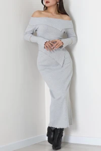 Madonna Yaka Kaşkorse Midi Boy İkili Takım Gri - 42792.1567.