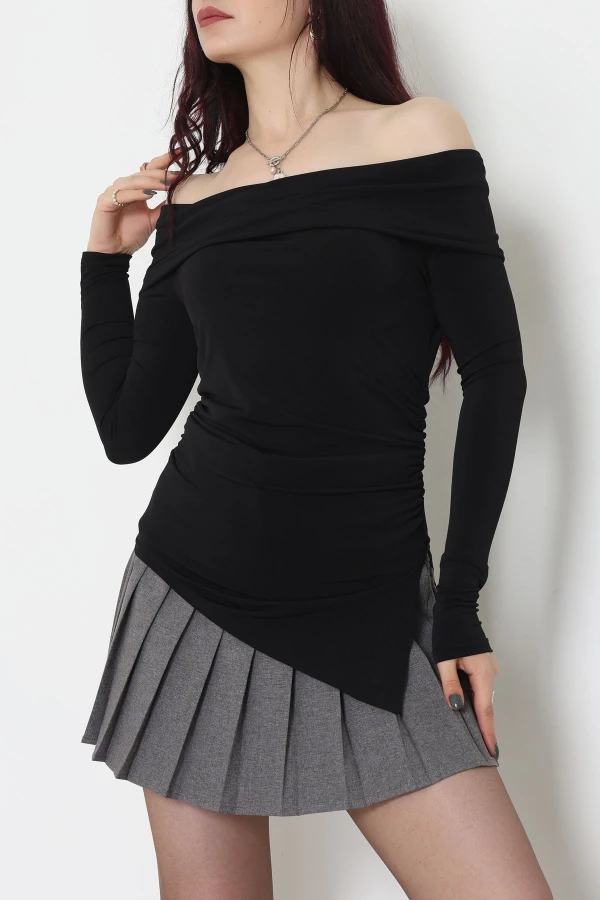 Sandy Madonna Yaka Bluz Siyah - 42804.1949.