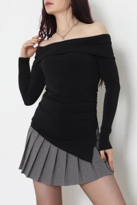 Sandy Madonna Yaka Bluz Siyah - 42804.1949.