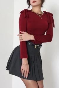 Sandy Fiyonk Detaylı Bluz Bordo - 42806.1949.