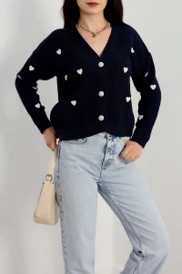 Nakışlı Crop Hırka Lacivertlatte - 443.1577.