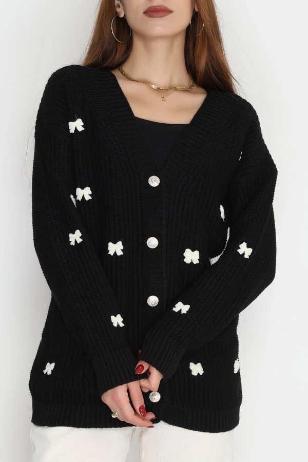 Nakışlı Hırka Siyahlatte - 490.1577.