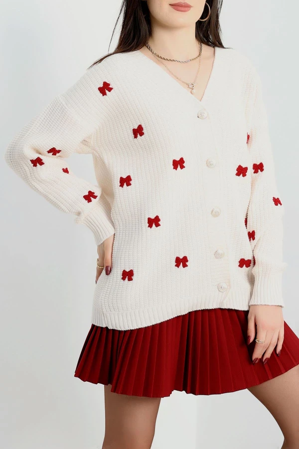 Nakışlı Hırka Lattebordo - 490.1577.