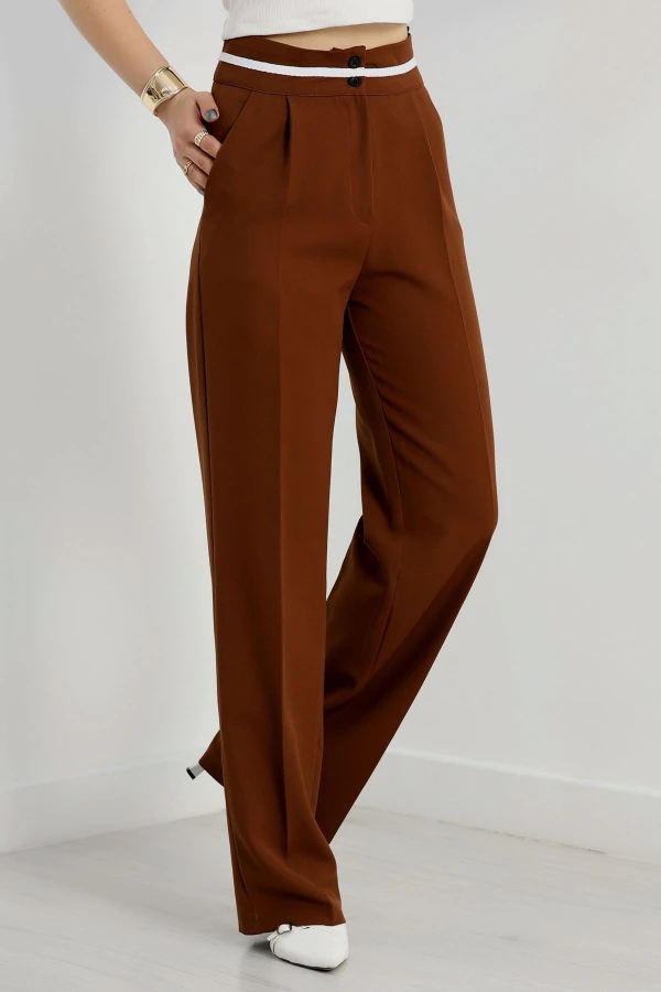 Tek Pile Ekstraforlu Palazzo Pantolon Kahve - 50054.1920.
