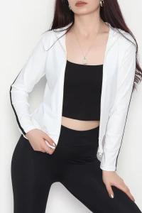 Şeritli Dalgıç Ceket Beyaz - 50098.053.