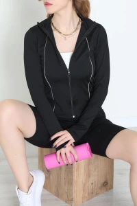 Biyeli Fermuarlı Dalgıç Body Ceket Siyah - 50203.053.