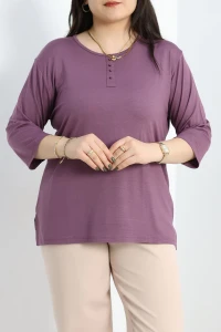 Düğme Detay Büyük Beden Bluz Koyulila - 50340.1954.