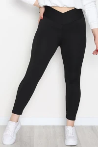 Çapraz Kemer Büyük Beden Dalgıç Tayt Siyah - 50428.1005.