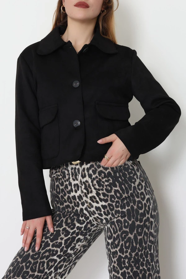 Astarlı Süet Ceket Siyah - 5050.1839.