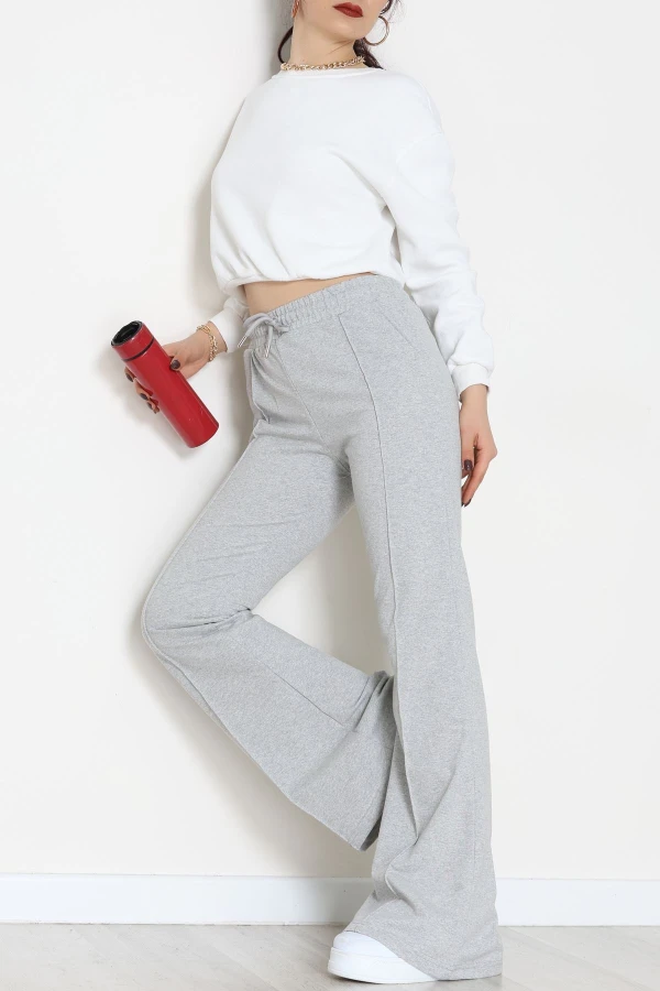 İspanyol Paça 2 İplik Eşofman Altı Gri - 50526.1857.