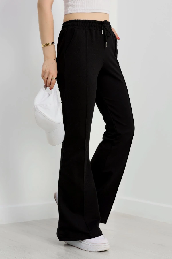 İspanyol Paça 2 İplik Eşofman Altı Siyah - 50526.1857.