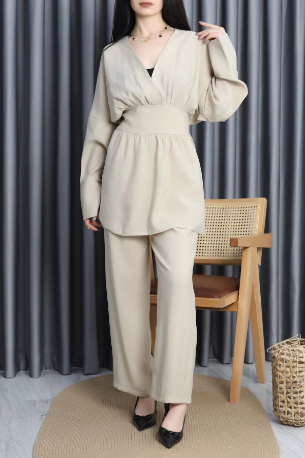 Bağlamalı İkili Takım Bej - 50628.1988.