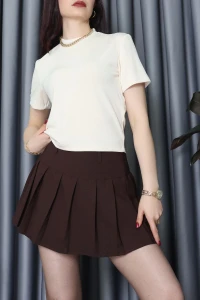 Lefon Modal Crop Tişört Krem - 50643.444.