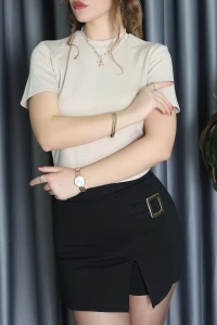 Lefon Modal Crop Tişört Bej - 50643.444.