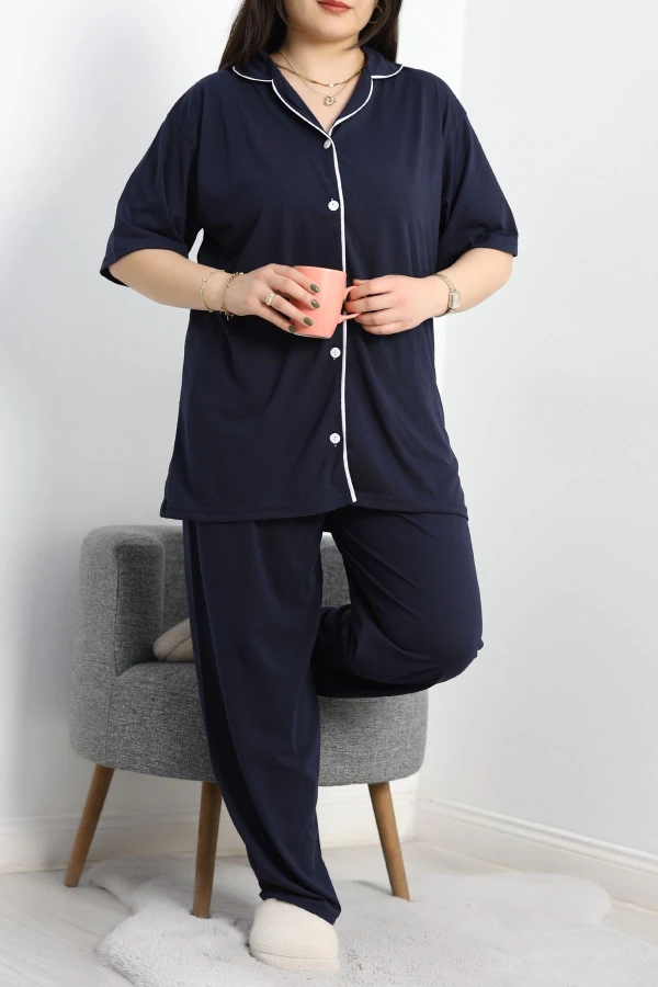 Süprem Büyük Beden Düğmeli Pijama Takımı Laci - 50717.1950.